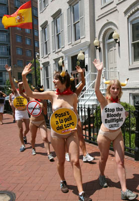 Protest against bullfighting in Spain