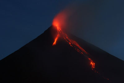 Quiet volcano eruption