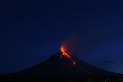Quiet volcano eruption