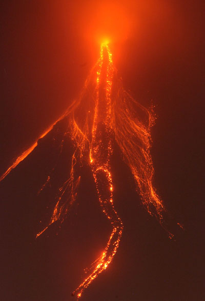 Quiet volcano eruption