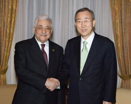 Ban Ki-moon meets Abbas in Addis Ababa