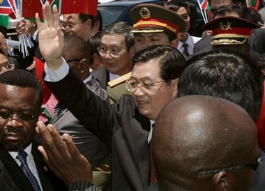 President Hu Jintao arrives in Namibia