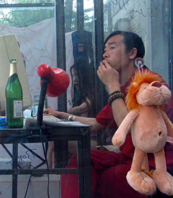 Performance art in glass house