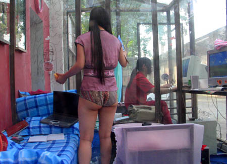 Performance art in glass house