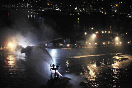Japan warship collides with commercial vessel