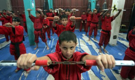 Chinese Kungfu fascinates Palestinian children in Gaza