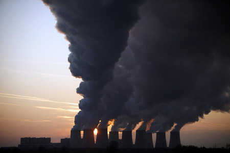 Steam billiowing from power plants in Germany