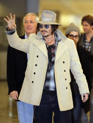 Johnny Depp arrives in Tokyo to promote new movie