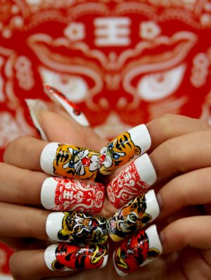 Year of tiger on fingertips