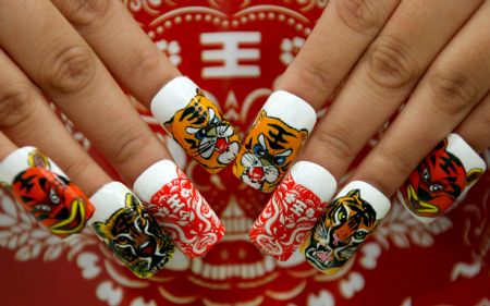 Year of tiger on fingertips