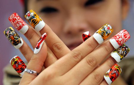 Year of tiger on fingertips