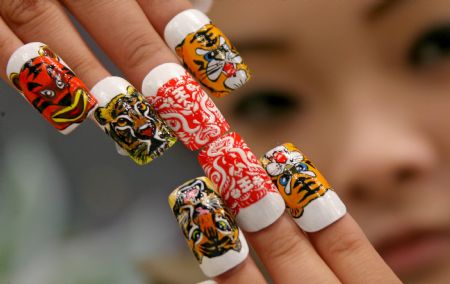 Year of tiger on fingertips