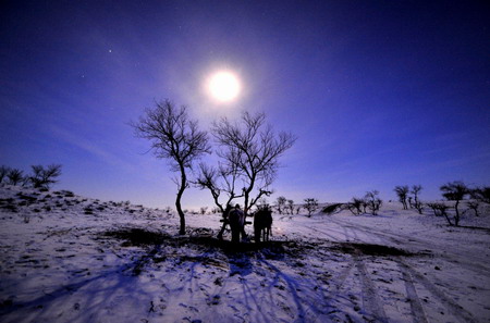 Snow-decorated north China prairie