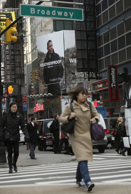 new york times square billboard. Times Square billboard depicts