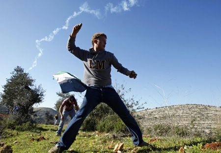 Palestinians scuffle with Jewish settlers