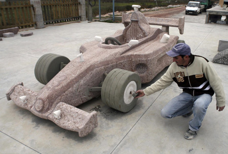 McLarenMercedes racing car carved in stone