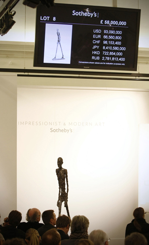 Giacometti sculpture smashes auction world record