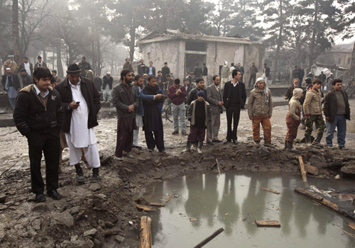 Destroyed sites after blasts in Kabul