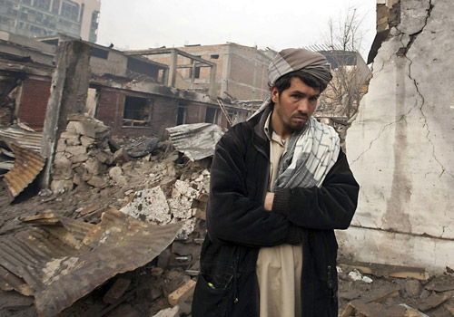 Destroyed sites after blasts in Kabul