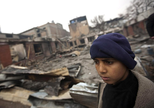 Destroyed sites after blasts in Kabul