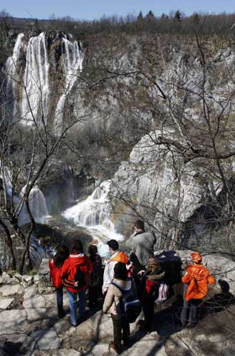 Great Waterfall at the Plitvice Lakes in Croatia