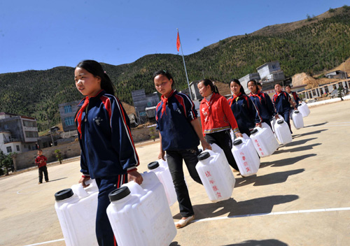 Children coping with life under dry skies