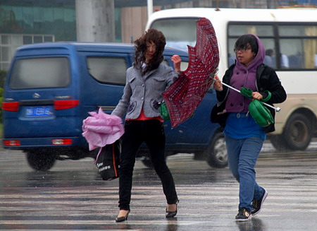 Gales hit East China's Shandong province