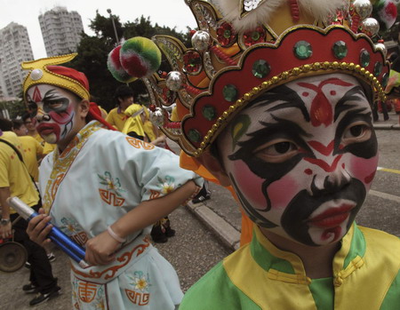 People celebrate Tin Hau festival in Hong Kong