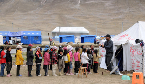 Race course used as makeshift classrooms in Yushu