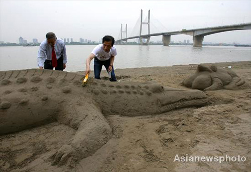 'African crocodile' comes ashore in Wuhan