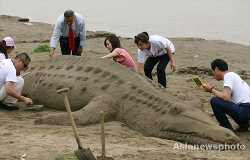 'African crocodile' comes ashore in Wuhan