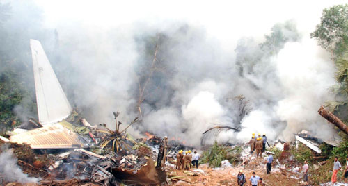 Plane crashes in south India