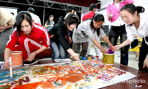 Students paint out college exam pressure