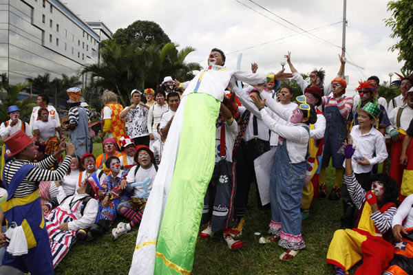 Clowns protest against crimes