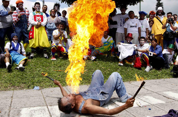 Clowns protest against crimes
