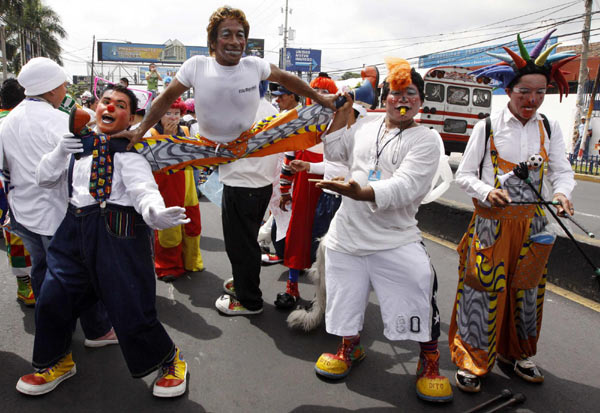 Clowns protest against crimes