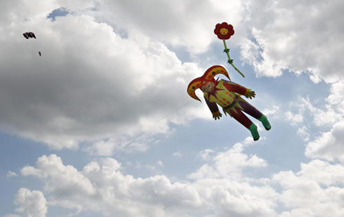 Flying a kite during the Bike and Kite Festival