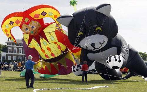 Flying a kite during the Bike and Kite Festival