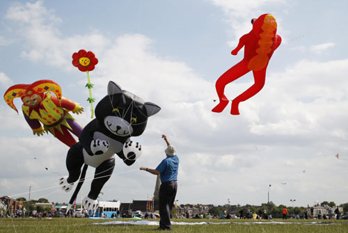 Flying a kite during the Bike and Kite Festival