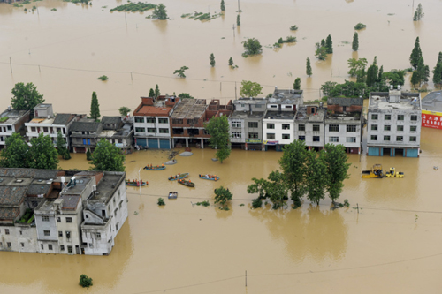 Village flooded in Jiangxi