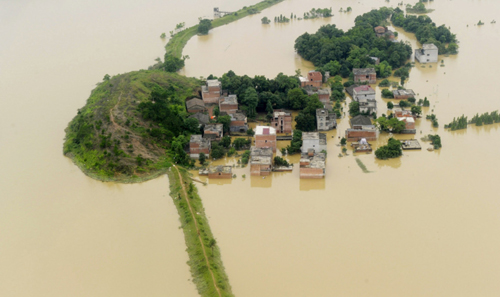 Village flooded in Jiangxi