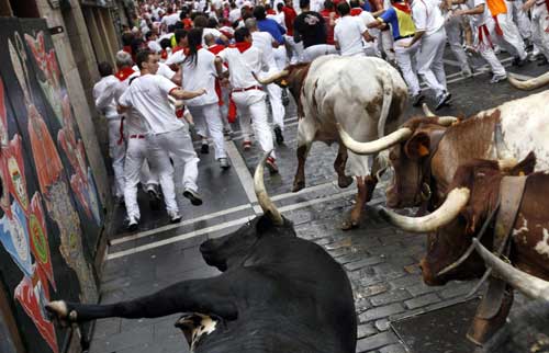 Running of bulls at San Fermin festival