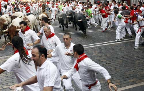 Running of bulls at San Fermin festival