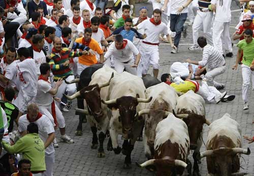 Running of bulls at San Fermin festival