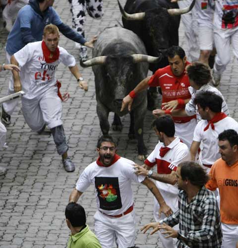 Running of bulls at San Fermin festival