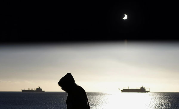 Seascape during a solar eclipse in Chile