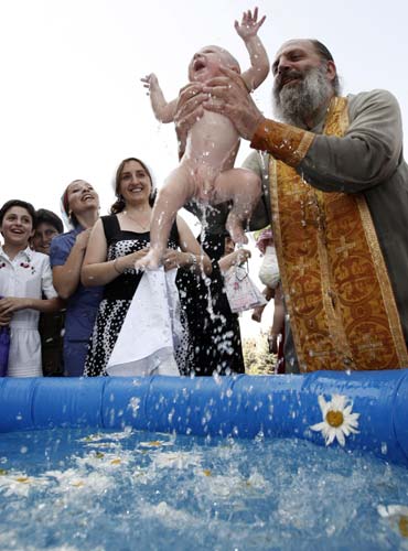 Mass baptism ceremony in Georgia