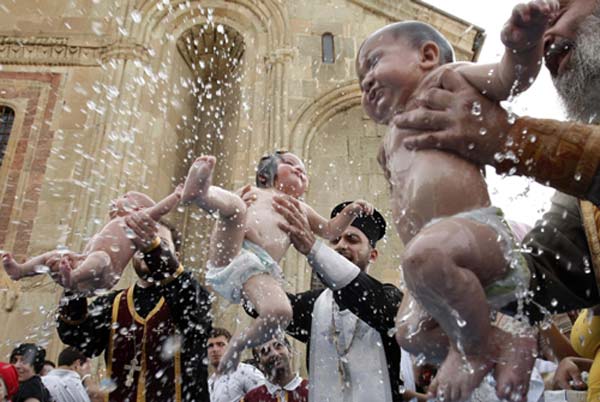 Mass baptism ceremony in Georgia