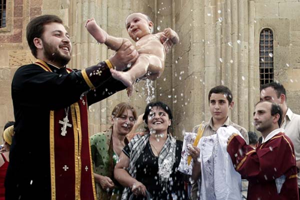Mass baptism ceremony in Georgia