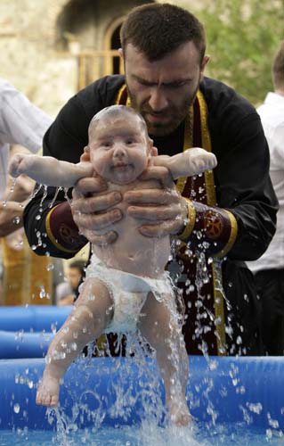 Mass baptism ceremony in Georgia